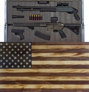 Large American flag hidden gun box